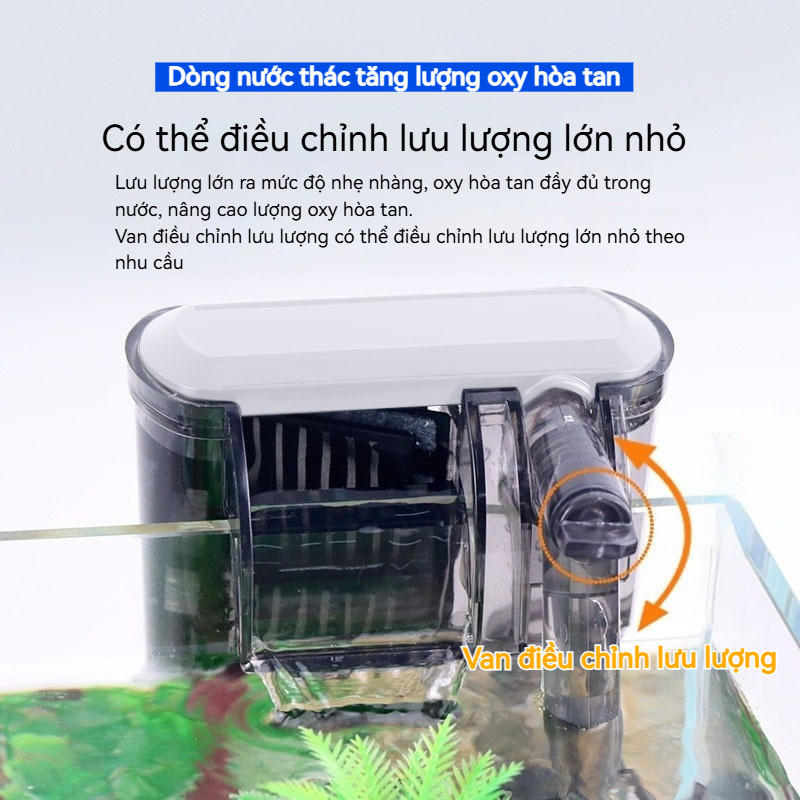 Lọc Thác,Bơm lọc hồ cá 3 trong 1 cho gia đình,cổng USB,Lọc Váng Hồ Cá, Lọc Treo JENECA Kết Hợp Hút Váng,