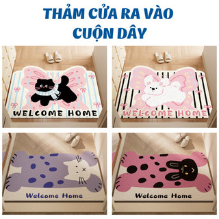 Thảm Lau Chân Welcome Home Chất Liệu PVC, Thảm Chùi Chân Chống Trượt Thấm Hút Tốt Trang Trí Nhà Cửa