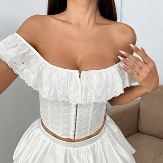 Nova-Áo một vai gợi cảm dành cho nữ, Áo Vest ngọt ngào kiểu Pháp cổ điển, Áo treo xù thời trang và dễ thương