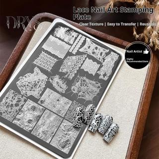 (TFT) Pháp Ren Wave Line Nail Stamping Plates Hình ảnh DIY In Hình Học Stencil Dụng Cụ Inox Làm Móng Tay Tem Mẫu MỚI