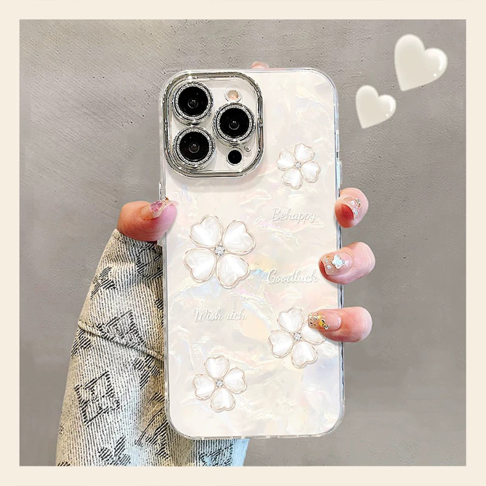 Ốp Điện Thoại Họa Tiết Vỏ Hoa + Dây Xích Cho iPhone 17 Pro Max 16 Plus 15 14 13 12 11 Vỏ Bảo Vệ Chống Sốc