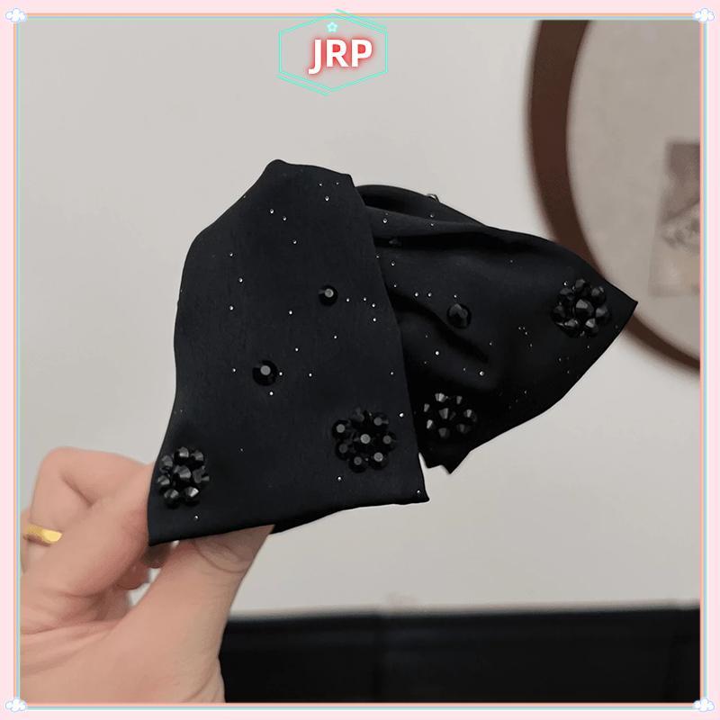 Kẹp tóc nơ lớn JRP với chất liệu satin mềm và chi tiết kim cương giả, phụ kiện thời trang cho nữ