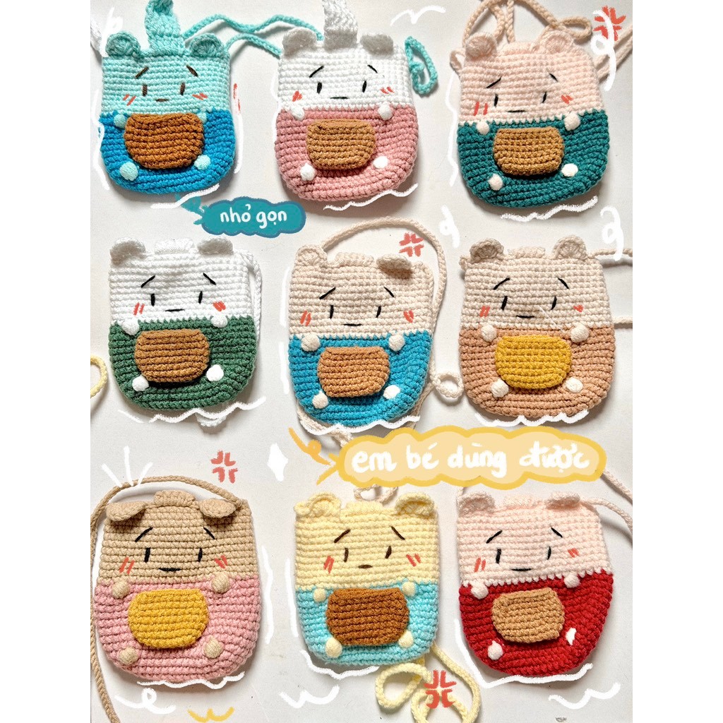 Túi Len Đựng Airpods Gấu Pooh Đeo Chéo Em Bé Mini Handmade Airpod Tiền Lẻ Hình Gấu Dễ Thương Haste Quà Tặng Bạn Bè