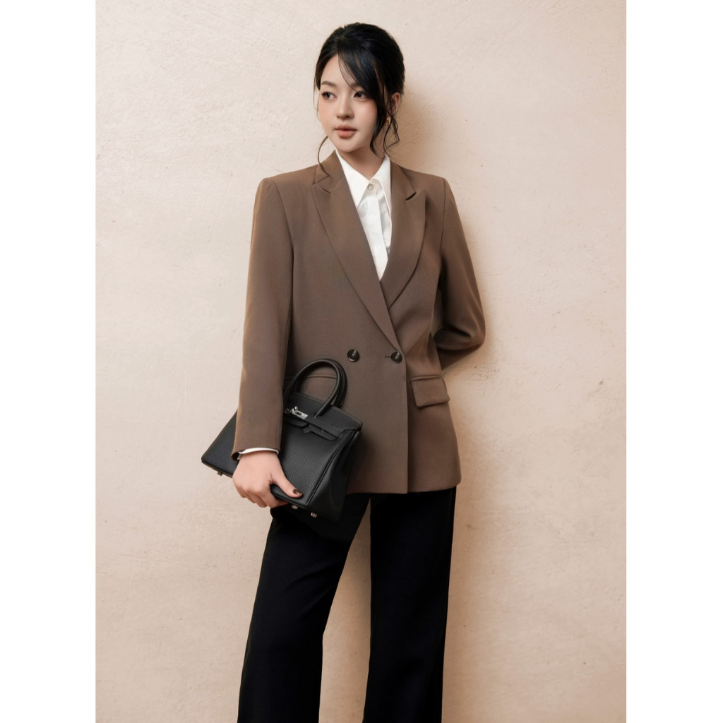 Blazer ELLA DORA dáng suông 2 cúc cổ ve tối giản thiết kế thanh lịch phong cách hiện đại [V24]
