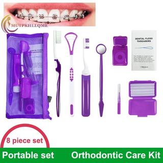 Csndices 8 Cái / bộ Bộ Bàn Chải Chăm Sóc Nhiều Màu Sáp Răng Dụng Cụ Làm Sạch Túi Lưới Có Thể Gập Lại Inter Brush Floss Thread Wax VN