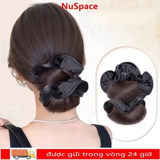 Nußpace Bun Head Tóc Giả Tóc Tổng Hợp Màu Đen, Dễ Dàng Gắn Với Kẹp Và Dây Buộc