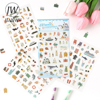 JIANWU Một Dòng Niềm Vui Phù Hợp Với Cuộc Sống Dễ Thương Phong Cảnh Chất Liệu Cắt Dán Thêu Sò PET Miếng Dán Sáng Tạo DIY Tạp Chí Văn Phòng Phẩm