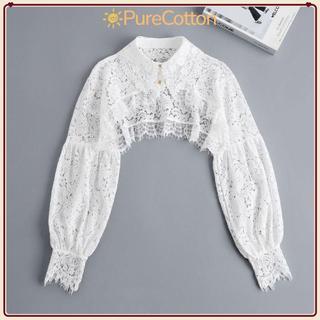 Khăn choàng và áo len chống nắngpure cotton, cổ giả hoa ren, dễ thương dành cho nữ