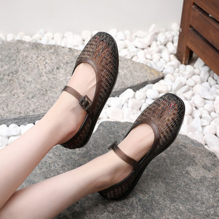 Giày Sandal Jelly Baotou Nữ Mùa Hè 22 Giày Đơn Pháp Sang Trọng Dày Gót Bên Ngoài Mặc Thoáng Khí Chống Trơn Trượt Flat C1YQ