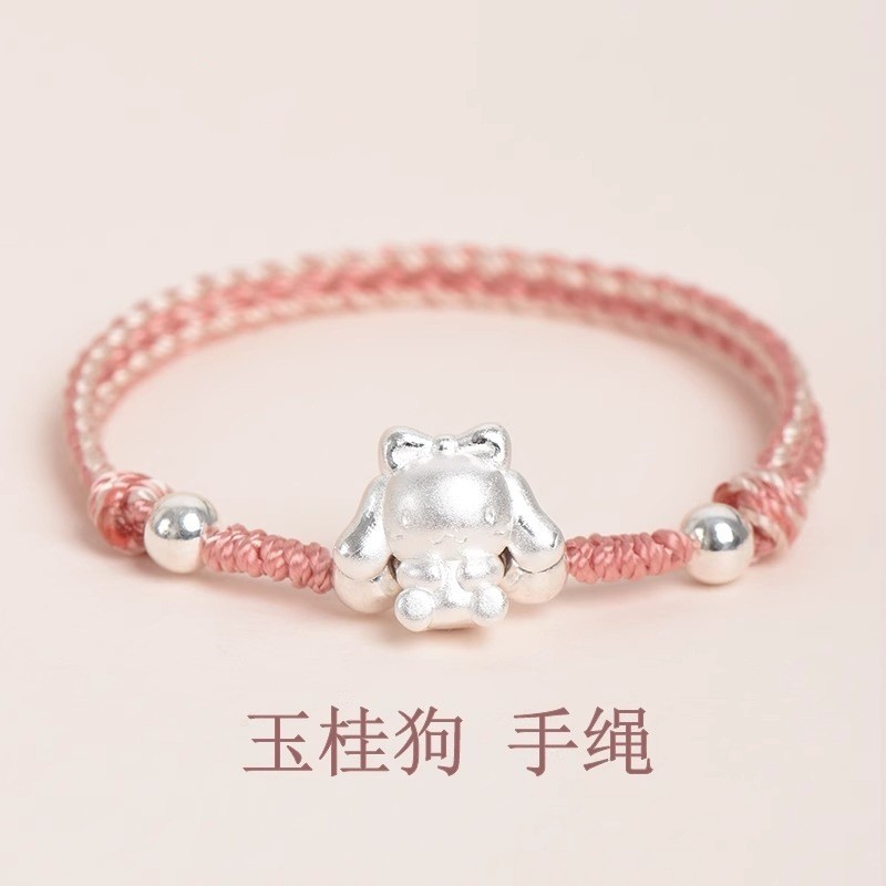 Vòng tay chó quế dễ thương 999 bạc nguyên chất