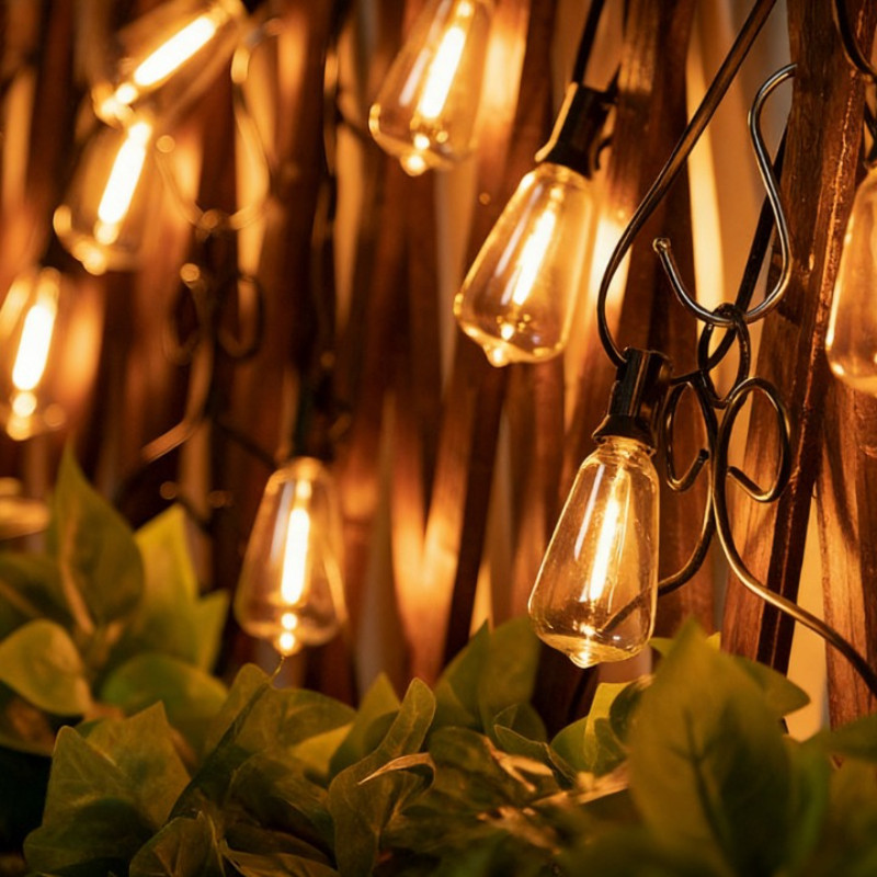 Đèn LED dây phong cách cổ điển chống nước, ánh sáng ấm, trang trí sân vườn, quán cà phê ngoài trời, 10m/15m