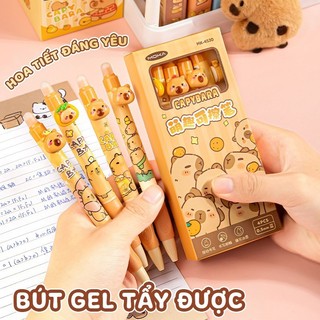 Bút mực xoá được thiết kế bắt mắt với chú Capybara, ngòi 0.5mm viết gel êm ái, đồ dùng cần thiết cho học sinh