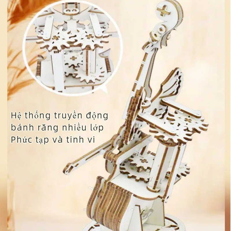 Hộp Nhạc Cello Gỗ Lắp Ráp 3D - Mô Hình Trang Trí Nhà Đẹp, Quà Tặng Sang Trọng & Độc Đáo