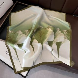 Khăn lụa vuông 53x53cm, 100% lụa dâu tằm màu hoa sen, cao cấp