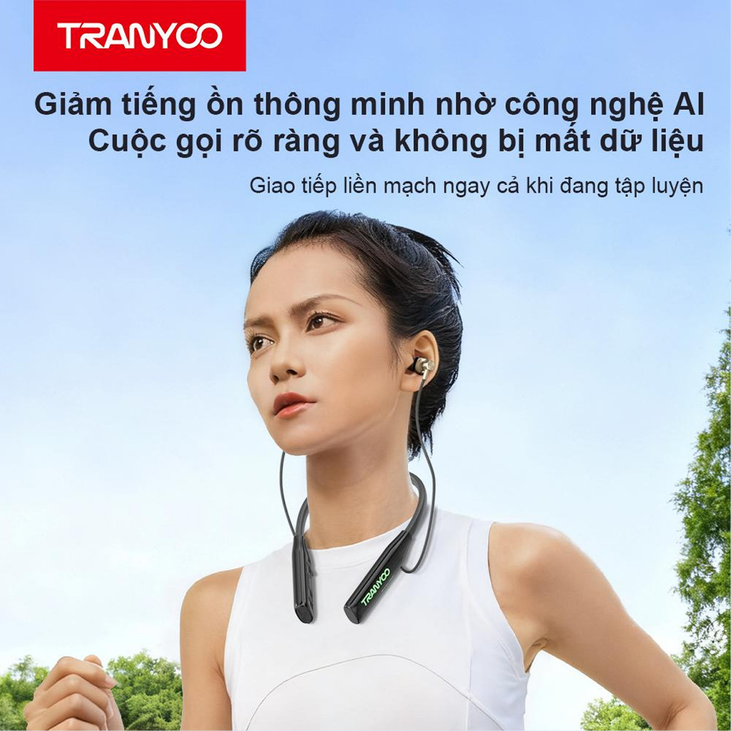 Tai Nghe Bluetooth T-M31 Màng Loa Mạ Titan Thể Thao Đeo Cổ Pin Trâu Lên Đến 300h | TRANYOO VN STORE