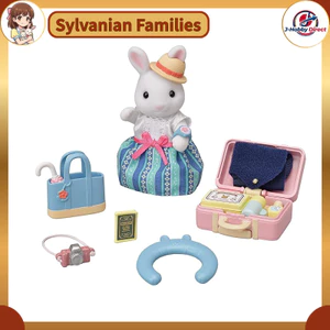 Sylvanian Families Doll and Furniture Set [Exciting Travel Set - White Rabbit Mother -] DF-19 ST Mark Certified, for Ages 3 and Up, Toy Dollhouse, EPOCH