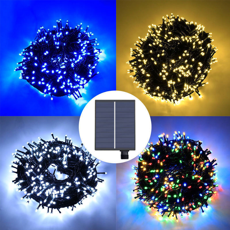 Dây Đèn Led Năng Lượng Mặt Trời 8 Chế Độ Có Nút Cảm Ứng Chống Nước Trang Trí Sân Vườn/Giáng Sinh/12m/22m