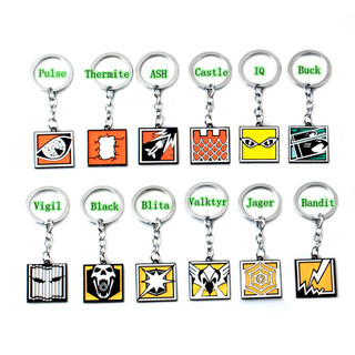 Rainbow 6 Six Seige Enamel Keychain Game Peripheral SLEDGE BANDIT VIGIL JAGER FROST Sledge BUCK Operator Logo Toy Gifts