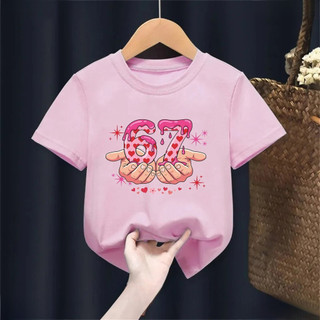 Trẻ Em Brainrot Six Seven 67 Graphic Tee Vui Nhộn In Hình Hoạt Hình Áo Sơ Mi Tay Ngắn