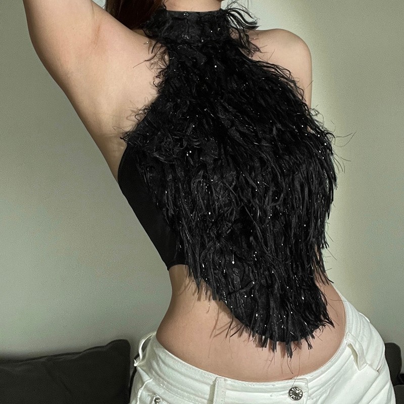 Cutenew Áo Chắc Chắn Dây Tắt Tay Lưng Skinny Gợi Cảm Cá Tính Niche Hot Chick Thời Trang Tính Khí Phong Cách Nóng Mới