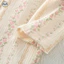Bộ đồ ngủ dài tay sọc hoa nguyên chất dành cho nữ / Quần dài tay phong cách rừng có ve áo Cardigan Bộ đồ ngủ / Mùa xuân thu có thể mặc bên ngoài Bộ đồ Loungewear / Cotton nguyên chất thấm mồ hôi thoáng khí
