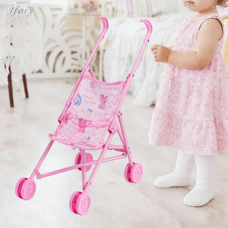 Jfory Trẻ Em Búp Bê Xe Đẩy Đồ Chơi Quà Tặng Sinh Nhật Có Thể Gập Lại Pram Tiết Kiệm Không Gian Giả Vờ Chơi Xe Đẩy Đồ Dùng Tương Tác Cho Bé Gái