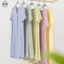 Váy ngủ ngắn tay cổ chữ V 100% Cotton màu trơn dành cho nữ / Váy ngủ Crepe hai lớp mùa hè / Thoải mái mềm mại thoáng khí có thể mặc bên ngoài One @ -