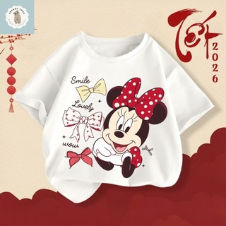 Áo thun in hình chuột Mickey hoạt hình dành cho bé gái, kiểu dáng thời trang, thoải mái và dễ chịu.