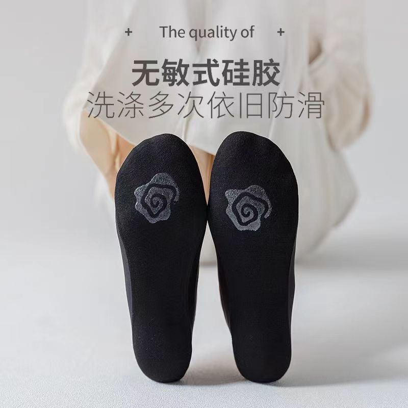 Tất thuyền lụa băng mỏng từ cotton nguyên chất, thoáng mát mùa hè, chống trượt và vô hình