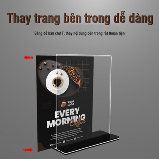 Bảng giá quán cà phê bằng mica trong suốt – Đặt menu giấy, bảng giá mica và QR gọi món tiện dụng