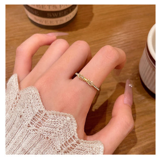 Nhẫn vàng Hàn Quốc zircon cho nữ, điều chỉnh được, thiết kế tinh tế và thời trang cao cấp