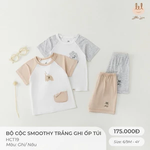 BỘ CỘC TAY VẢI SỢI TRE ỐP TÚI [ SIÊU MỀM, MÁT, MỊN CO DÃN VÀ THẤM HÚT TỐT] SZ 6/9M - 4Y (HCT19)