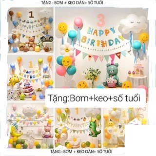 (TẶNG BƠM,KEO,SỐ TUỔI) 100 Mẫu trang trí sinh nhật nguyên sét cho bé trai bé gái ,sét bóng sinh nhật nhiều mẫu DF11
