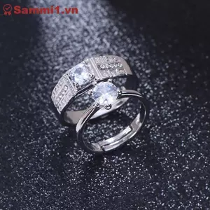 Nhẫn đôi cổ điển đính đá - quà tuyệt vời cho ngày Lễ Tình Nhân