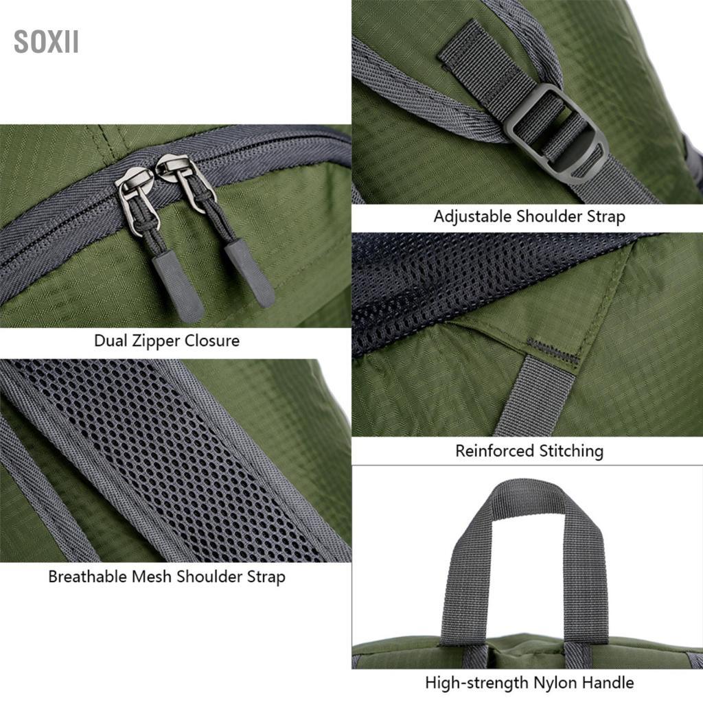 soxii Ba lô có thể gập lại nhẹ dành cho nam giới Phụ nữ không thấm nước Có thể đóng gói Du lịch Đi bộ đường dài Daypack