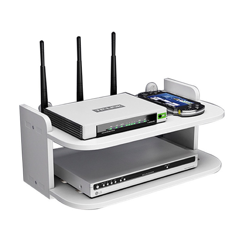 Kệ wifi treo tường 2 tầng không cần khoan để đầu thu kỹ thuật số, remote, điện thoại