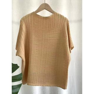 Miyake Áo Thun Nữ Cổ Tròn Màu Trơn, Thời Trang Mùa Hè, Khí Thoáng Cao Cấp