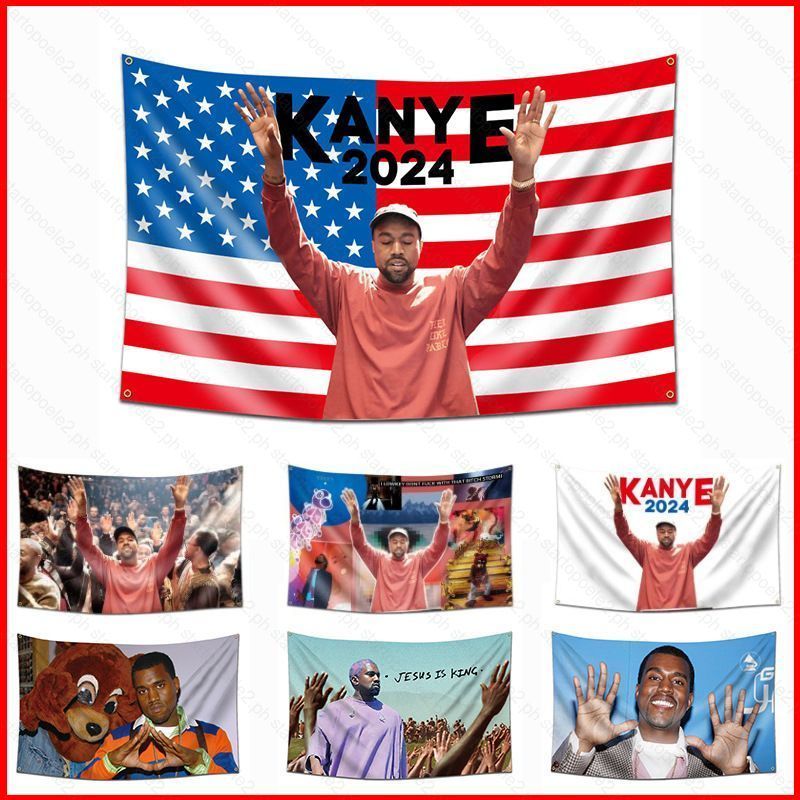 ST2 2024 Cuộc bầu cử tổng thống Mỹ rapper kanye phông nền vải cờ biểu ngữ Trang trí nội thất polyester hình hangin