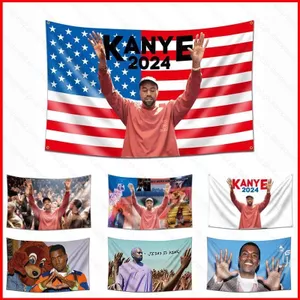 ST2 2024 Cuộc bầu cử tổng thống Mỹ rapper kanye phông nền vải cờ biểu ngữ Trang trí nội thất polyester hình hangin