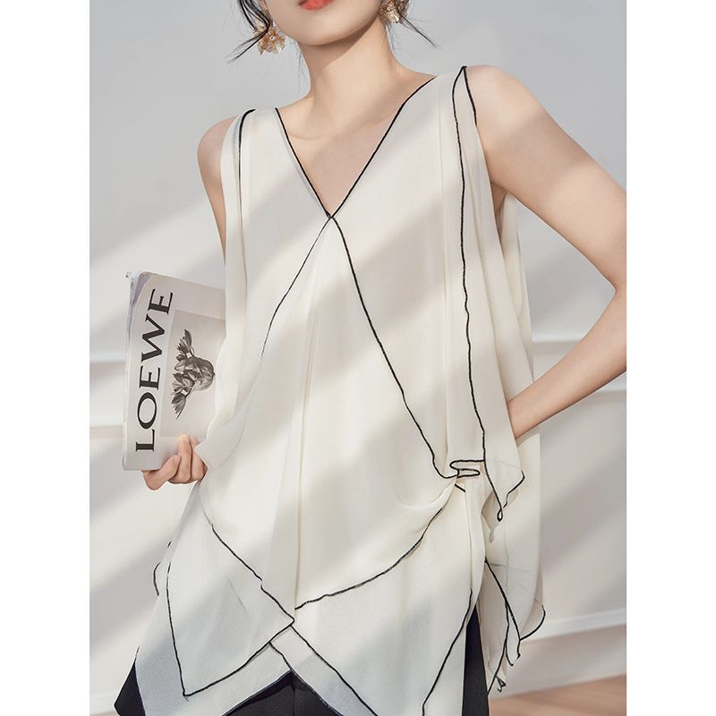 <![Giảm giá 50%] Áovest không tay cổ chữ V cao cấp, thích hợp mùa hè, size rộng rãi dành cho nữ
