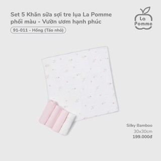 LA pomme SS26.T2.2 K001 Set 5 Khăn sữa sợi tre lụa La Pomme phối màu cho bé