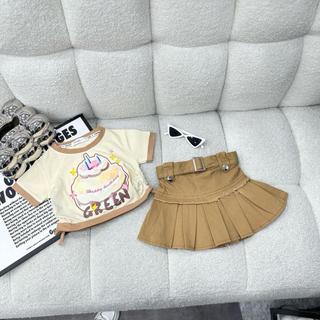 S51-[tomnaukids]Set áo thun phối chân váy kaki mềm bé gái cực xinh - Size 8-30Kg