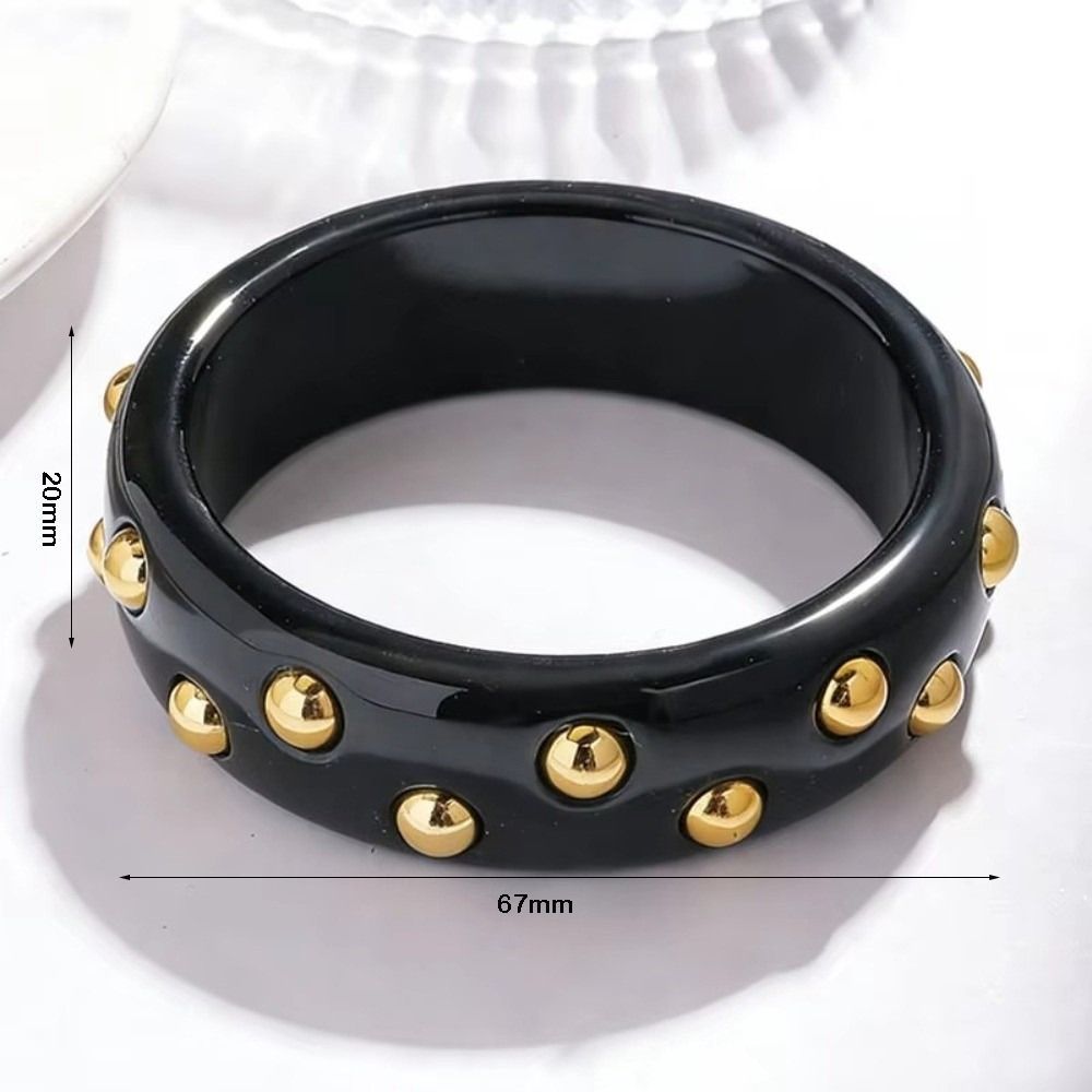 Vòng tay nhựa TRACEILLOIAN, Vòng tay Acrylic dát hạt phong cách Punk, Hình dạng tròn có thể xếp chồng lên nhau Vintage Vòng tay rộng Phụ kiện nữ