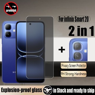 Kính cường lực chống gián điệp 2 trong 1 Infinix Smart 20 Bảo vệ màn hình riêng tư cho Infinix Smart 10 Plus 9 8 Pro 4G có màng máy ảnh ống kính