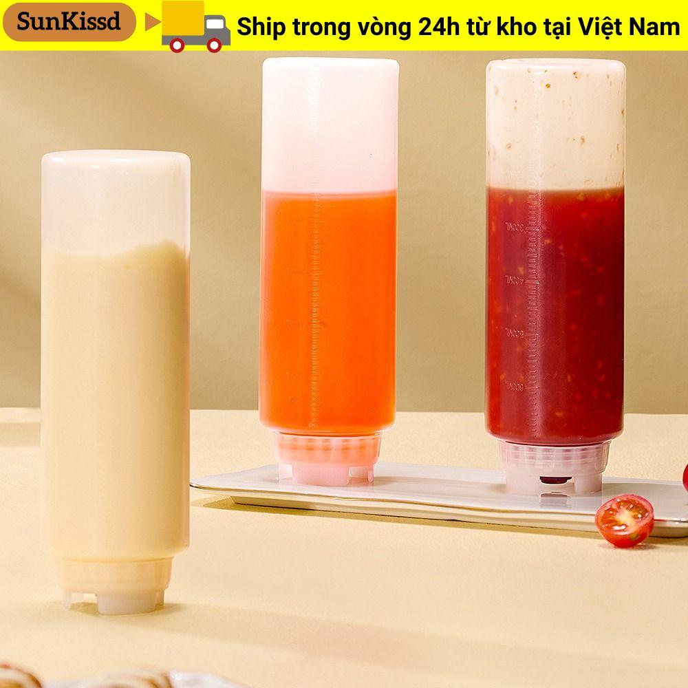 Bình đựng nước sốt ép SUNKISSD, Chai ép công suất lớn bằng nhựa, Bình đựng Salad 360 / 700 / 1000ml Nồi dã ngoại