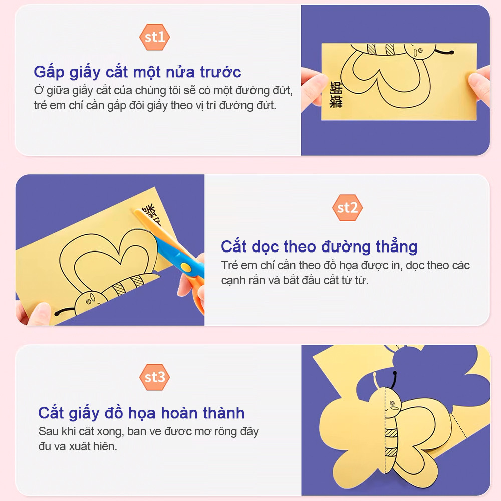 180/200 hình cắt giấy động vật nhiều màu sắc kèm kéo thép không gỉ có lưỡi an toàn để tự làm đồ thủ công