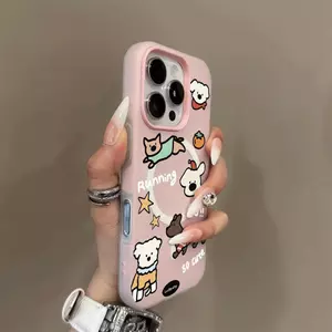 Đồ bảo vệ điện thoại iPhone17Air14/11Pro,hộp đựng thú cưng chó vui nhộn tràn màn hình