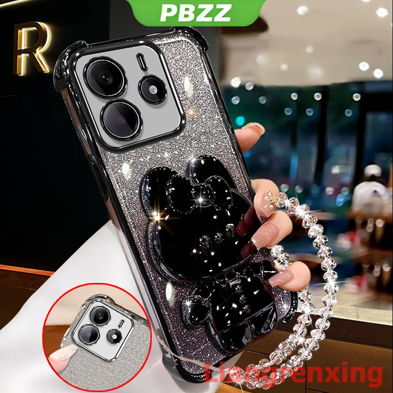 FOR ốp lưng Ốp điện thoại cho Redmi Note 14 Pro 5G, Redmi Note 14 4G 2024, vỏ điện thoại mềm chống sốc, thiết kế mới, gương trang điểm thỏ có giá đỡ, dây đeo SJSFTUZJ02