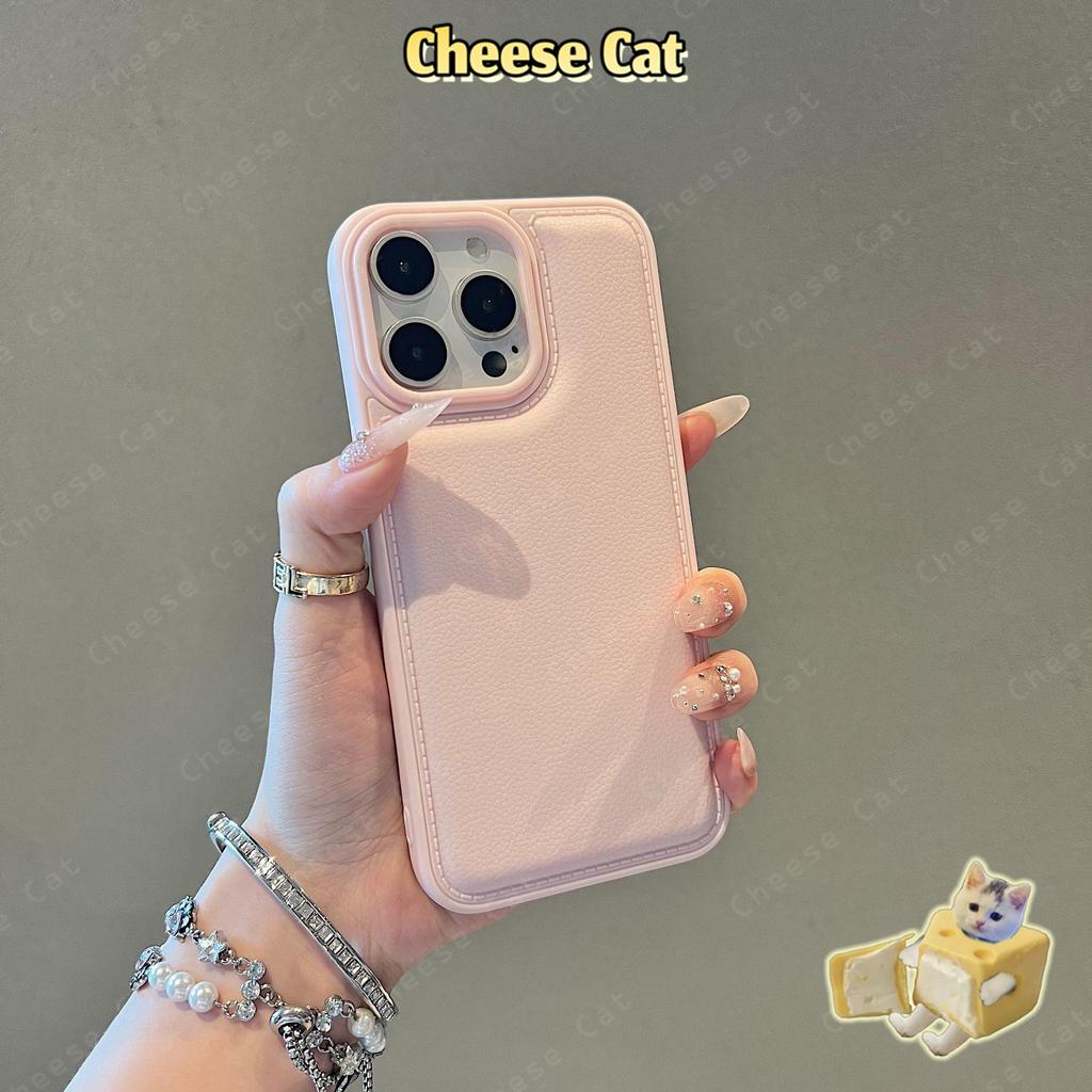 Ốp điện thoại họa tiết da phồng màu hồng/xanh/nâu dễ thương cho iPhone 17 Pro Max 11 12 13 14 15 16 Plus 7 Plus Xs Max