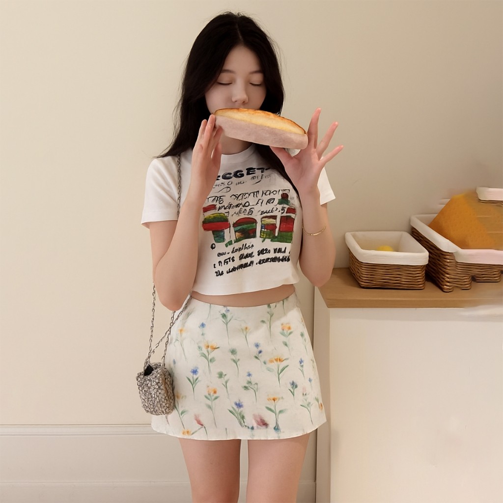 Chân Váy Nữ Cạp Trễ Họa Tiết Hoa  Phong Cách Mùa Hè C9694